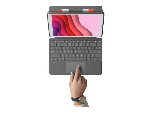 Logitech Combo TouchKeyboard and folio casewith trackpadbacklitApple Smart connectorAzerty FRgraphitefor iPad (7th gen)