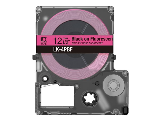 Epson LabelWorks LK-4PBF - Black on fluorescent - Roll (1.2 cm x 5 m) 1 cassette(s) hanging box - tape cartridge - for LabelWorks LW-C410, LW-C610