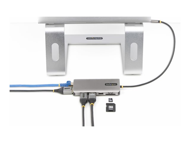 StarTech.com USB-C Triple-Monitor Multiport Adapter, HDMI/DP/Card Reader - Docking station - USB-C 3.2 Gen 1 / Thunderbolt 3 / Thunderbolt 4 - HDMI, 2 x DP - 1GbE