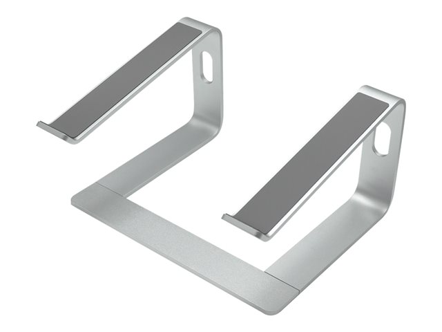 Laptop fixed desk stand - supports laptop 110 mm above desk - suits full size 12\" laptops or larger - laptop angle 10 degrees - anodized cnc aluminium alloy construction - silicon anti skid pads protect laptop and table - silver