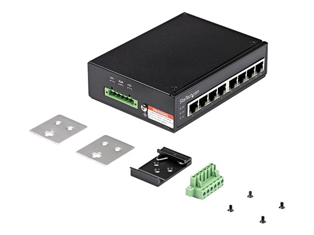 StarTech.com Industrial 8 Port Gigabit PoE Switch, 30W, Power Over Ethernet Switch, Gigabit Ethernet GbE PoE+ Unmanaged Switch, Rugged High Power Gigabit Network Switch IP-30, -40C to 75C - Gigabit Ethernet PoE (IESC1G80UP) - Switch - unmanaged - 8 x 10/100/1000 (PoE+) - DIN rail mountable, wall-mountable - PoE+ (200 W) - DC power