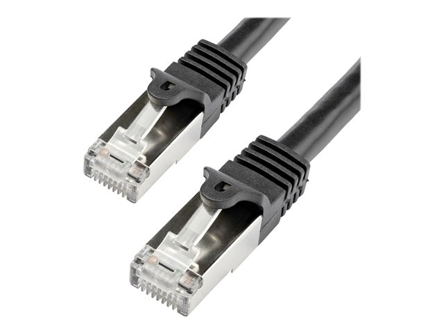 StarTech.com 1m CAT6 Ethernet Cable, 10 Gigabit Shielded Snagless RJ45 100W PoE Patch Cord, CAT 6 10GbE SFTP Network Cable w/Strain Relief, Black, Fluke Tested/Wiring is UL Certified/TIA - Category 6 - 26AWG (N6SPAT1MBK) - Patch cable - RJ-45 (M) to RJ-45 (M) - 1 m - SFTP - CAT 6 - molded, snagless - black