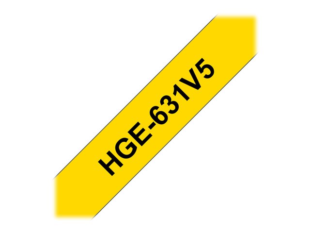 Brother HGE-631V5 - Black on yellow - Roll (1.2 cm x 8 m) 5 cassette(s) laminated tape - for P-Touch PT-9500pc, PT-9700PC, PT-9800PCN