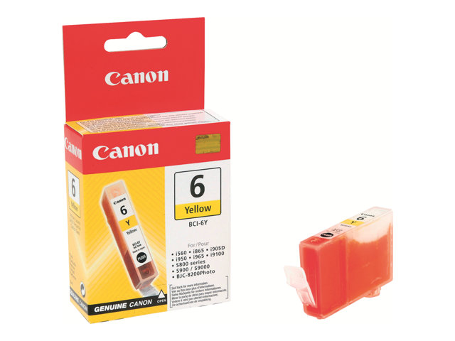 Canon BCI-6Y - Yellow - original - ink tank - for i96X, 990, 99XX, PIXMA IP3000, IP4000, iP5000, iP6000, iP8500, MP750, MP760, MP780, S830