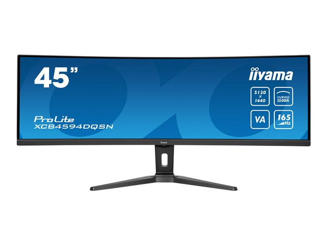 iiyama ProLite XCB4594DQSN-B1 - LED monitor - curved - 45\" (44.5\" viewable) - 5120 x 1440 Dual Quad HD @ 165 Hz - VA - 450 cd/m² - 3000:1 - HDR400 - 0.8 ms - 2xHDMI, DisplayPort, USB-C - speakers - black, matte