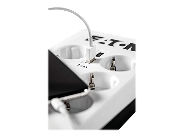 Eaton Protection Box - Surge protector - AC 220-250 V - 2500 Watt - output connectors: 6 - white