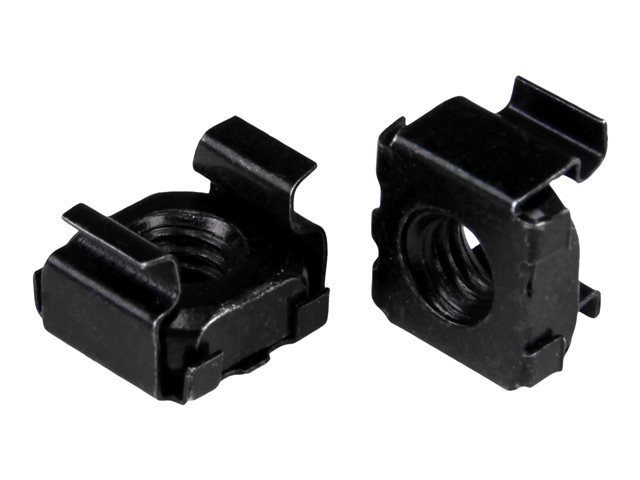 StarTech.com M6 Cage Nuts - 100 Pack, Black - M6 Mounting Cage Nuts for Server Rack & Cabinet (CABCAGENT62B) - Cage nuts - black (pack of 100) - for P/N: RACK-18U-20-WALL-OA, RACK-21U-20-WALL-OA, RACK-24U-20-WALL-OA, RK12OD2, RK3236BKF