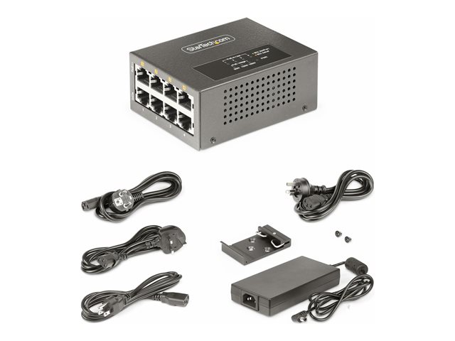 StarTech.com 4-Port Multi-Gigabit PoE++ Injector, 5/2.5G Ethernet (NBASE-T), PoE/PoE+/PoE++ (802.3af/802.3at/802.3bt), 160Watts Power Budget, Wall/DIN Rail Mountable - Unmanaged, For IP Cameras/Wireless APs/POSs (AS445C-POE-INJECTOR) - PoE injector (