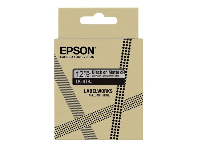 Epson LabelWorks LK-4TBJ - Black on matte clear - Roll (1.2 cm x 8 m) 1 cassette(s) hanging box - tape cartridge - for LabelWorks LW-C410, LW-C610