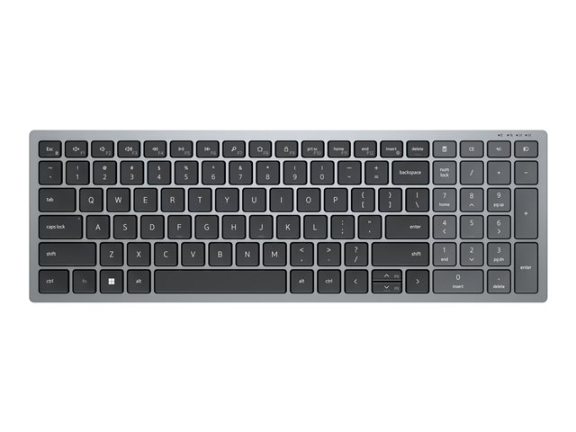 Dell KB740 - Keyboard - compact, multi device - wireless - 2.4 GHz, Bluetooth 5.0 - AZERTY - Belgium - titan grey - with 3 years Next Business Day Advanced Exchange Service