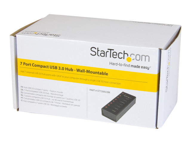 StarTech.com 7 Port USB 3.0 Hub (5 Gbps) - Metal Enclosure - Desktop or Wall Mountable - Rugged & industrial Powered USB Expander and Splitter Hub (ST7300U3M) - Hub - 7 x SuperSpeed USB 3.0 - desktop, wall-mountable - for P/N: BNDTBUSB3142, PEXUS313AC2V, PEXUSB311A1E, PEXUSB312A2, PEXUSB314A2V, PEXUSB314A2V2