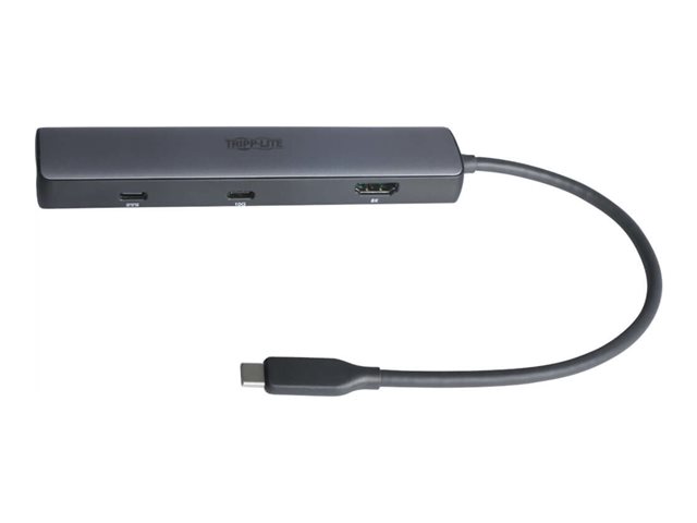 Eaton Tripp Lite Series USB-C Multiport Adapter - 8K HDMI, 3 USB Hub Ports, Gigabit Ethernet, 100W PD Charging, HDR, HDCP 2.3 - Docking station - USB-C - HDMI, DP - 1GbE - for P/N: U040-006-C-5A, U420-05M-G2, U521-1P0M-WH, U521-1P0M-WH20G, U521-1P2M-