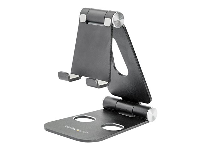 StarTech.com Phone and Tablet Stand, Foldable Universal Mobile Device Holder for Smartphones & Tablets, Adjustable Multi-Angle Viewing Ergonomic Cell Phone Stand for Desk, Portable, Black - Foldable Phone Holder (USPTLSTNDB) - Desktop stand for mobile phone, tablet - up to 13\" - black - for P/N: DK30CHPH