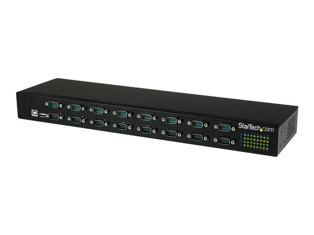 StarTech.com USB to Serial Hub - 16 Port - COM Port Retention - Rack Mount and Daisy Chainable - FTDI USB to RS232 Hub (ICUSB23216FD) - Serial adapter - USB 2.0 - RS-232 x 16 - black