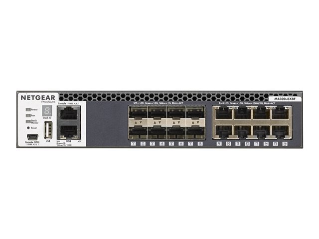 NETGEAR M4300-8X8F - Switch - L3 - Managed - 8 x 10/100/1000/10000 + 8 x 10 Gigabit SFP+ - front to back airflow - rack-mountable