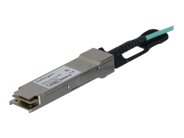 StarTech.com MSA Uncoded Compatible 30m/98.4ft 40G QSFP+ to QSFP+ AOC Cable, 40 GbE QSFP+ Active Optical Fiber, 40 Gbps QSFP Plus/Transceiver Module Cable, 40GE QSFP+ Active Optical Cable - Lifetime Warranty (QSFP40GAO30M) - 40GBase direct attach cable - QSFP+ latched to QSFP+ latched - 30 m - fibre optic - SFF-8436 - active - black