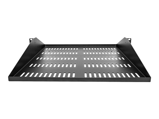 StarTech.com 2U Vented Server Rack Shelf, Center Mount 20in Deep Fixed Cantilever Tray, Rackmount Shelf for 19\" AV/Data/Network Equipment w/ Cage Nuts & Screws, 200lbs Weight Capacity - 2U Network Rack Shelf - Rack shelf - black - 2U - 19\"