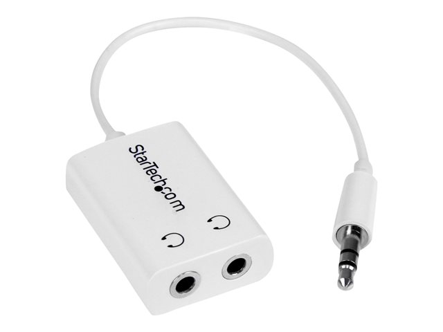 StarTech.com White Slim Mini Jack Headphone Splitter Cable Adapter - 3.5mm Audio Mini Stereo Y Splitter - 3.5mm Male to 2x 3.5mm Female (MUY1MFFADPW) - Headphones splitter - mini-phone stereo 3.5 mm female to mini-phone stereo 3.5 mm male - 15.23 cm - white