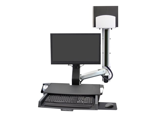 Ergotron SV Combo System with Worksurface & Pan, Medium CPU Holder - Mounting kit (CPU holder, wrist rest, wall mount bracket, track mount bracket kit, slide-out mouse tray, monitor mount, barcode scanner and mouse holder, combo arm, work surface wit