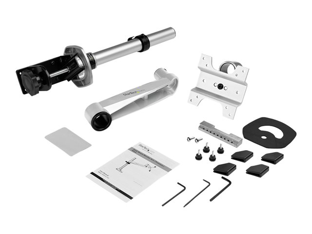 StarTech.com Desk Mount Monitor Arm, VESA or Apple iMac/Thunderbolt Display up to 14kg, Articulating Height Adjustable Single Desktop Monitor Pole Mount, Desk Clamp or Grommet, Silver - Small Footprint Design (ARMPIVOTB2) - Mounting kit - adjustable arm - for Monitor - steel - screen size: 49\" - desk-mountable - TAA Compliant