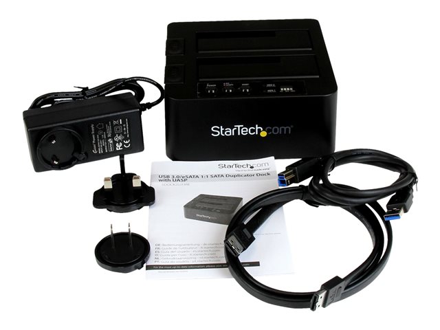 StarTech.com Dual Bay Hard Drive Duplicator, Standalone USB 3.0 (5 Gbps) eSATA to 2.53.5 SATA III HDDSSD ClonerCopier, Hard Drive Docking Station - Hard Disk Cloner - Storage controller - 2.5\", 3.5\" - SATA 6Gb/s - USB 3.0 - black - for P/N: SVA12M5NA