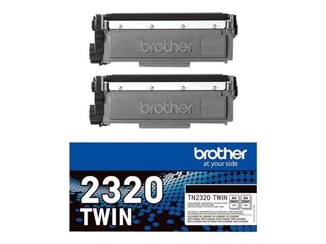 Brother TN2320 TWIN - 2-pack - High Yield - black - original - toner cartridge - for Brother DCP-L2500, L2520, L2560, HL-L2300, L2340, L2360, L2365, MFC-L2700, L2720, L2740