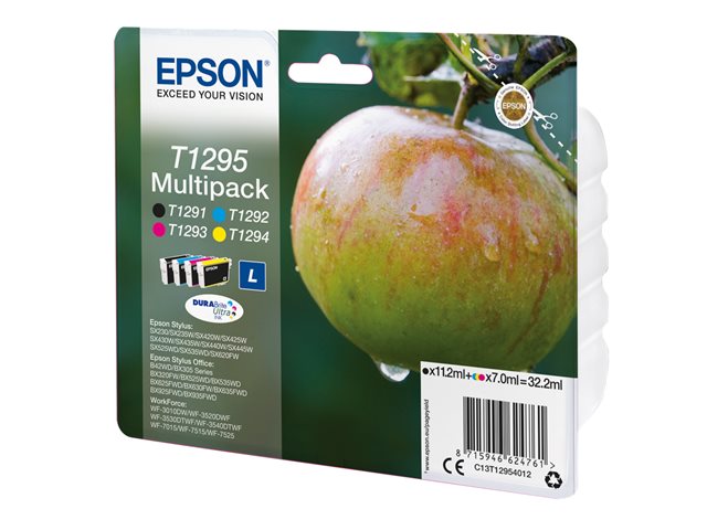 Epson T1295 Multipack - 4-pack - 32.2 ml - L size - black, yellow, cyan, magenta - original - ink cartridge - for Stylus SX230, SX235, SX430, SX438, WorkForce WF-3010, 3520, 3530, 3540, 7015, 7515, 7525