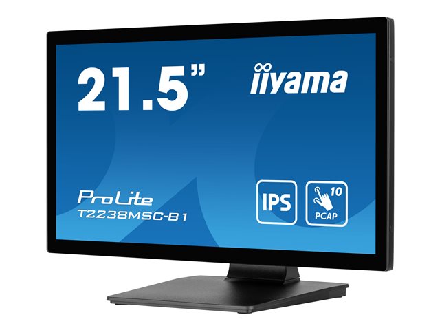 iiyama ProLite T2238MSC-B1 - LED monitor - 21.5\" - touchscreen - 1920 x 1080 Full HD (1080p) - IPS - 600 cd/m² - 1000:1 - 5 ms - HDMI, DisplayPort - speakers - matte black