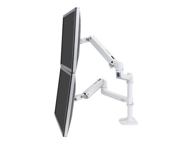Ergotron LX - Mounting kit (desk clamp mount, pole, 2 articulating arms, 2 extension brackets) - for 2 LCD displays - aluminium, steel - white - screen size: up to 24\" - desktop