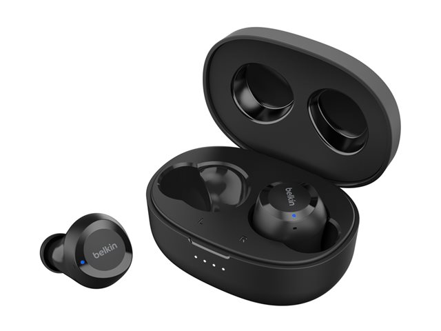 Belkin SoundForm Bolt - True wireless earphones with mic - in-ear - Bluetooth - black - for Apple iPhone 14, 14 Plus, 14 Pro, 14 Pro Max, Samsung Galaxy S22 5G, S22 Ultra 5G, S22+ 5G