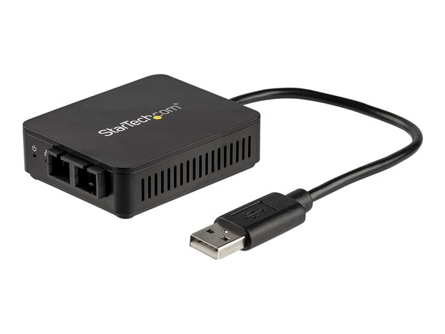 StarTech.com USB to Fiber Optic Converter, 100Mbps, USB 2.0 to Fiber Network Adapter, 100BASE-FX SC Female Duplex Multimode Fiber/MMF Compatible, 2Km, Compact USB to Fiber LAN Adapter - USB to LAN Adapter (US100A20FXSC) - Network adapter - USB 2.0 - 100Base-FX/100Base-SC x 1 - 1310 nm - black