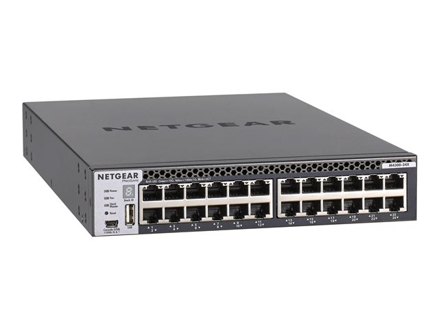 NETGEAR M4300-24X - Switch - L3 - Managed - 24 x 10 Gigabit Ethernet + 4 x shared 10 Gigabit SFP+ - front to back airflow - rack-mountable