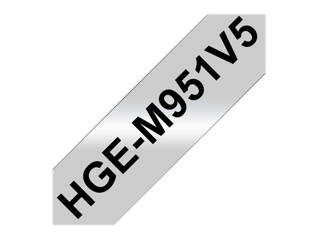 Brother HGE-M951V5 - Black on silver - Roll (2.4 cm x 8 m) 5 cassette(s) laminated tape - for P-Touch PT-9500pc, PT-9700PC, PT-9800PCN, P-Touch R RL-700S