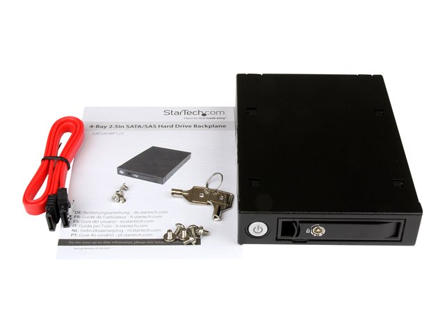 StarTech.com Mobile Rack Backplane for 2.5\" SATA/SAS Drive - Supports 5mm-15 mm SSDs/HDDs - Hot Swap Vented Metal Enclosure (SATSASBP125) - Storage drive cage - 2.5\" - black, silver - for P/N: SATSASBP425