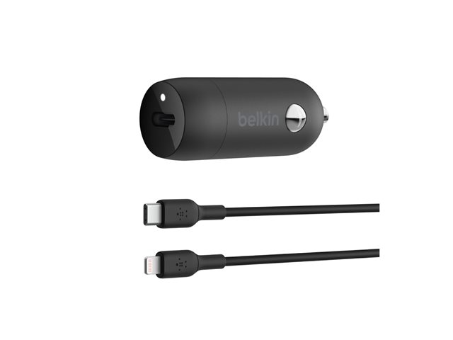 Belkin BoostCharge - Car power adapter - 30 Watt - 3 A - Fast Charge, Power Delivery 3.1 (24 pin USB-C) - black