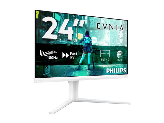 Philips Evnia 3000 24M2N3201A - LED monitor - gaming - 24\" (23.8\" viewable) - 1920 x 1080 Full HD (1080p) @ 180 Hz - Fast IPS - 300 cd/m² - 1000:1 - HDR10 - 0.5 ms - 2xHDMI, DisplayPort - speakers - white