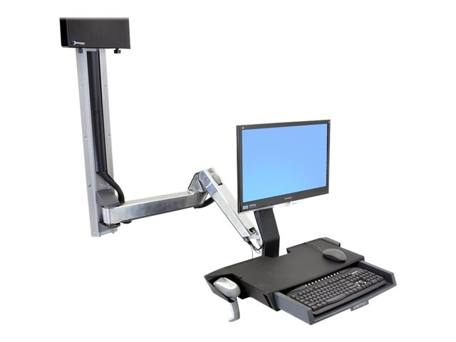 Ergotron StyleView Sit-Stand Combo Extender - Mounting component (extender arm, wall track mount, arm cover, attachment hardware) - for LCD display / PC equipment - aluminium, high-grade plastic - polished aluminium