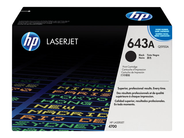 HP 643A - Black - original - LaserJet - toner cartridge (Q5950A) - for Color LaserJet 4700, 4700dn, 4700dtn, 4700n, 4700ph+