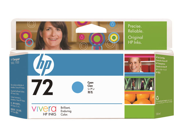 HP 72 - 130 ml - cyan - original - DesignJet - ink cartridge - for DesignJet T1100, T1100ps, T1200, T1200ps, T1300, T610, T620, T770, T790