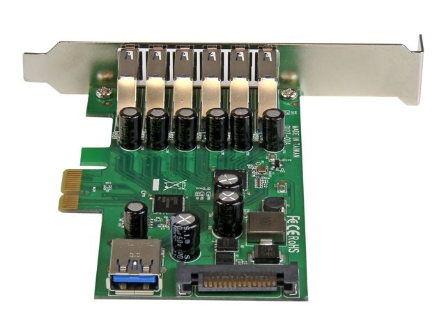 StarTech.com 7 Port PCI Express USB 3.0 Card - Standard & Low-Profile - SATA Power - UASP Support - 1 Internal & 6 External USB 3.0 Ports (PEXUSB3S7) - USB adapter - PCIe 2.0 - USB, USB 2.0, USB 3.0 - for P/N: ST1030USBM, ST7300USBME