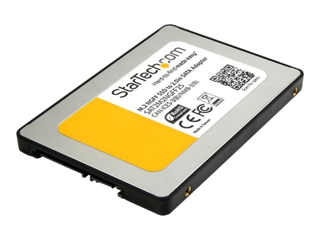 StarTech.com M.2 (NGFF) SSD to 2.5in SATA III Adapter - Up to 6 Gbps - M.2 SSD Converter to SATA with Protective Housing (SAT2M2NGFF25) - Storage controller - M.2 - SATA 6Gb/s - SATA - black - for P/N: BRACKET125PT, BRACKET125PTP, BRACKET225PT, BRACKET425F