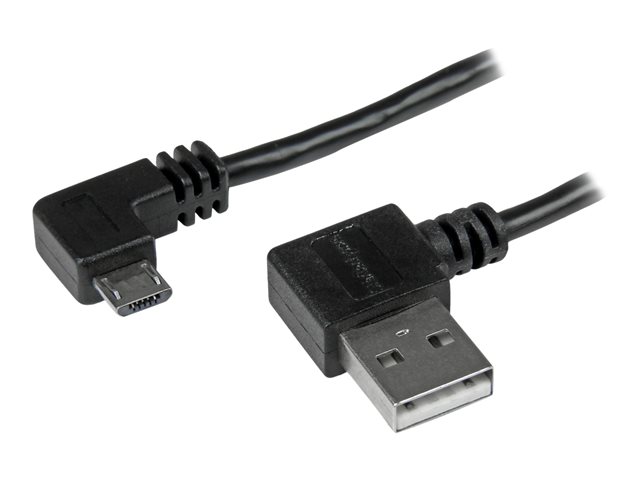 StarTech.com 1m 3 ft Micro-USB Cable with Right-Angled Connectors - M/M - USB A to Micro B Cable - 3ft Right Angle Micro USB Cable (USB2AUB2RA1M) - USB cable - Micro-USB Type B (M) to USB (M) - USB 2.0 - 1 m - right-angled connector - black - for P/N: USB2PCARBK, USB2PCARBKS, USBEXTAA10BK, USBEXTAA6BK, USBLT2PCARW, USBUB2PCARB