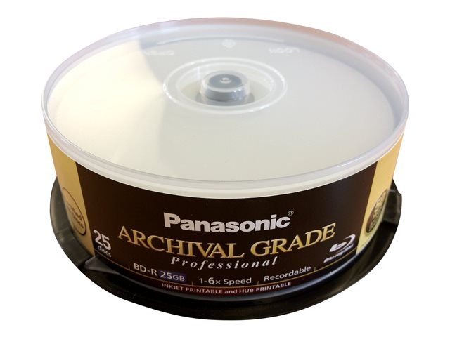 Panasonic ARCHIVAL GRADE Professional - 25 x BD-R - 25 GB 6x - ink jet printable surface, printable inner hub - spindle (pack of 4) - for Discproducer PP-100AP, PP-50BD