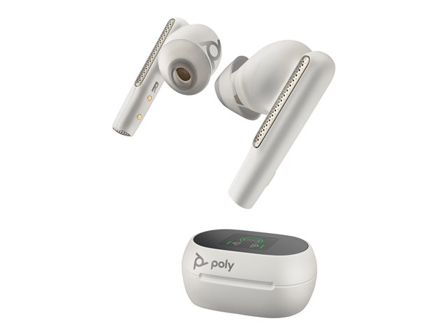 Poly Voyager Free 60+ UC M White Sand Earbuds +BT700 USB-A Adapter +Touchscreen Charge Case - Replaces Poly SKU 216755-01