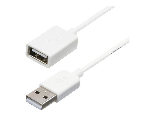StarTech.com 3m White USB 2.0 Extension Cable Cord - A to A - USB Male to Female Cable - 1x USB A (M), 1x USB A (F) - White, 3 meter (USBEXTPAA3MW) - USB extension cable - USB (F) to USB (M) - USB 2.0 - 3 m - molded - white - for P/N: MSDREADU2OTG, USBEXTPAA1MW, USBEXTPAA2MW, USBPAUB1MW, USBPAUB2MW, USBPAUB50CMW