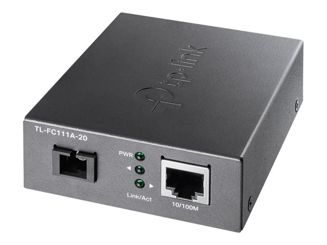 TP-Link TL-FC111A-20 - Fibre media converter - 100Mb LAN - 10Base-T, 100Base-TX, WDM - SC/UPC single-mode / RJ-45 - up to 20 km - 1550 (TX) / 1310 (RX) nm - for JetStream TL-SG3452XP V1
