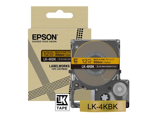 Epson LabelWorks LK-4KBK - Black on gold - Roll (1.2 cm x 5 m) 1 cassette(s) label tape - for LabelWorks LW-1000, 300, 400, 600, 700, 900, K400, Z5000, Z5010, Z700, Z710, Z900