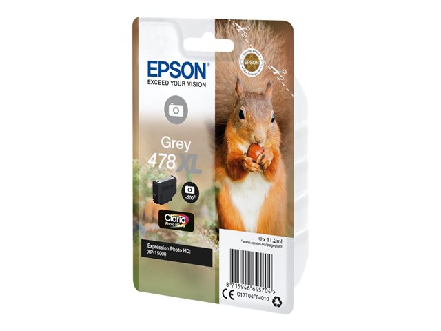 Epson 478XL - 11.2 ml - high capacity - grey - original - ink cartridge - for Expression Home HD XP-15000