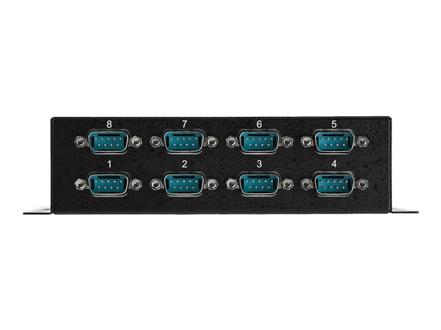 StarTech.com 8 Port USB to Serial RS232 Adapter - Wall Mount - Din Rail - COM Port Retention - FTDI USB to DB9 RS232 Hub (ICUSB2328I) - Serial adapter - USB 2.0 - RS-232 x 8 - black