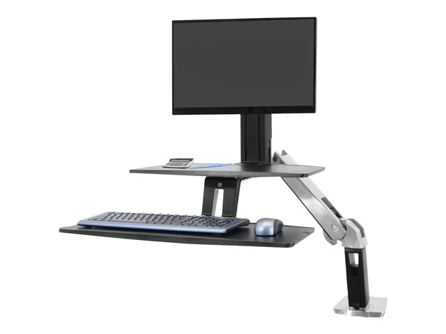 Ergotron WorkFit-A with Suspended Keyboard, Single LD Standing Desk - Stand - for LCD display / keyboard - black, polished aluminium - screen size: up to 24\"